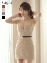 【予約商品/11月上旬発送予定】XSサイズあり【Glossy/グロッシー】ツイード/ ベア/ ベルト/ タイト/ ミニドレス/ キャバドレス[OF08]