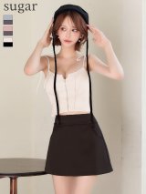 【予約商品/2月中旬発送予定】XSサイズあり【Glossy/グロッシー】バイカラー/ キルティング/ ショルダーリボン/ セットアップ/ ミニドレス/ キャバドレス[OF08]