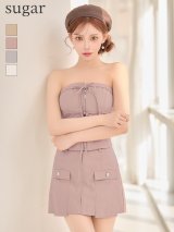 XSサイズあり【Glossy/グロッシー】ベア/ リボン/ セットアップ/ フレア/ ミニドレス/ キャバドレス[OF08]