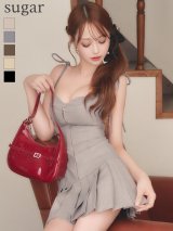 XSサイズあり【Glossy/グロッシー】肩リボン/ バストジップ/ フレア/ ミニドレス/ キャバドレス[OF08]