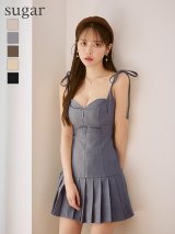 【予約商品/9月中旬発送予定】XSサイズあり【Glossy/グロッシー】肩リボン/ バストジップ/ フレア/ ミニドレス/ キャバドレス[OF08]