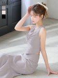 XSサイズあり【Glossy/グロッシー】サテン/ ギャザー/ マーメイド/  セットアップ / ノースリーブ/ ロングドレス/ キャバドレスlong[OF08]