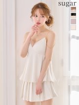 【予約商品/1月下旬発送予定】XSサイズあり【Glossy/グロッシー】チェーン/ サテン/ キャミソール/ セットアップ/ フレア/ ミニドレス/ キャバドレス[OF08]