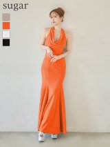 XSサイズあり【Glossy/グロッシー】ラメニット/ ドレープ/ ホルター/ マーメイド/ ワンピース/ ロングドレス/ キャバドレスlong[OF08]