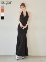 XSサイズあり【Glossy/グロッシー】ラメニット/ ドレープ/ ホルター/ マーメイド/ ワンピース/ ロングドレス/ キャバドレスlong[OF08]