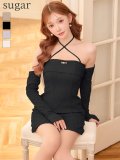 XSサイズあり【Glossy/グロッシー】クロシェ/ リブニット/ ベア/ アームウォーマー/ 2way/ セットアップ/ タイト/ ミニドレス/ キャバドレス[OF08]
