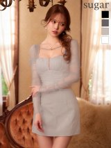 【予約商品/10月上旬発送予定】XSサイズあり【Glossy/グロッシー】シアースリーブ/ ギャザー/ セットアップ/ タイト/ ミニドレス/ キャバドレス[OF08]