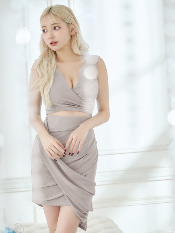 画像20: XSサイズあり【Andy GLAMOROUS/アンディグラマラス】シンプル/ ラメ/ ワンカラー/ タック/ ノースリーブ/ アシンメトリー/ タイト/ ミニドレス/ キャバドレス[OF05]