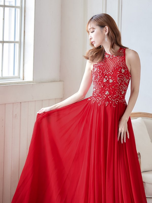 画像4: 【Lip line/リップライン】ビジュー/ アメスリ/ 刺繍レース/ シフォン/ ロングドレス/ キャバドレスlong[HC03]