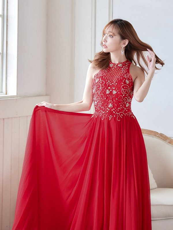 画像5: 【Lip line/リップライン】ビジュー/ アメスリ/ 刺繍レース/ シフォン/ ロングドレス/ キャバドレスlong[HC03]