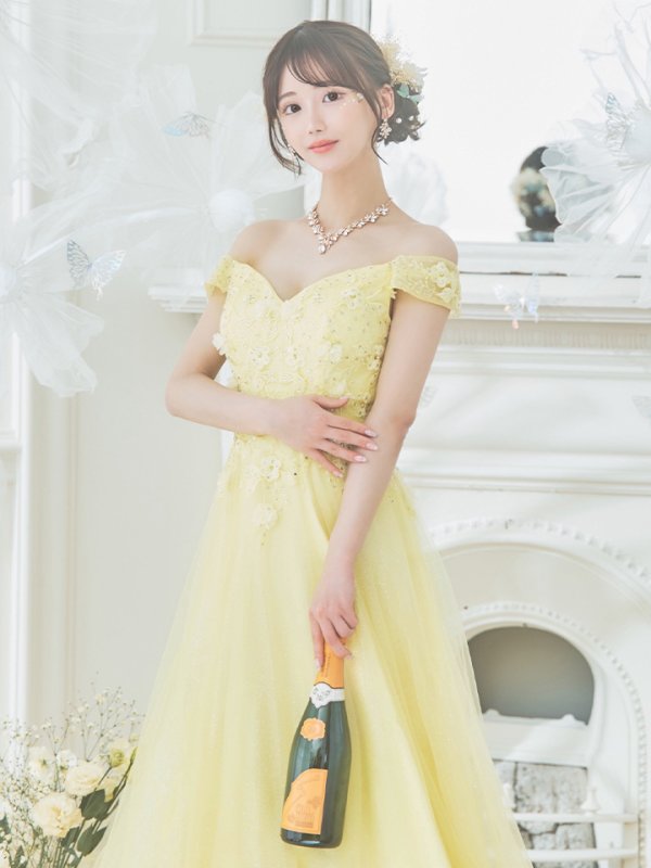 画像9: 【関西コレクション着用】【Lip line/リップライン】フラワー刺繍/ Aライン/ ラメ/ チュール/ ロングドレス/ キャバドレスlong[HC03]