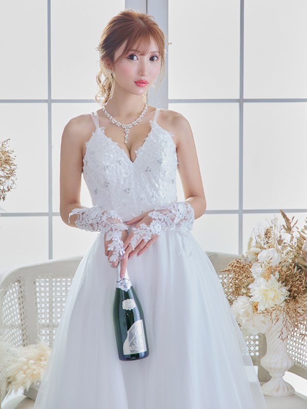 画像8: 【関西コレクション着用】【Lip line/リップライン】デザイン刺繍レース/ スピンドル/ メッシュ切り替え/ Aライン/ ロングドレス/ キャバドレス long[HC03]