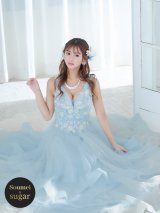 【関西コレクション着用】【Lip line/リップライン】フラワー刺繍/ 2段フレア/ Aライン/ チュール/ プリンセス/ ロングドレス/ キャバドレスlong[HC03]