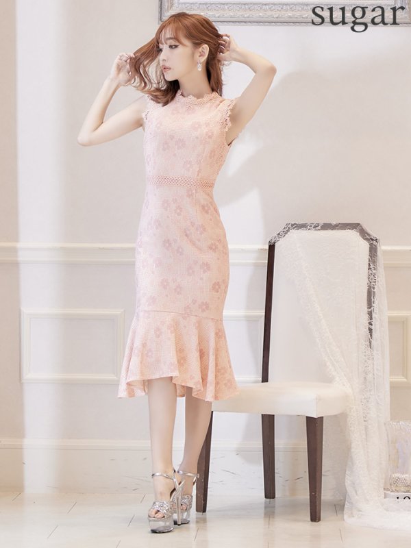 画像16: Lサイズあり【VANESSA HEART / ヴァネッサハート】【OF05】マーメイド/ フラワーレース/ ノースリーブ/ ひざ丈/ ワンピース/ ミディアムドレス/ キャバドレス