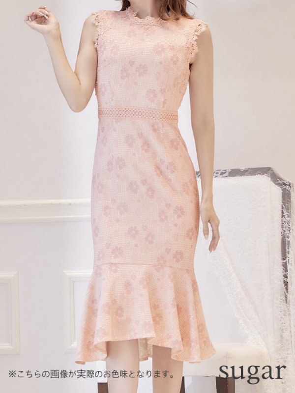 画像8: Lサイズあり【VANESSA HEART / ヴァネッサハート】【OF05】マーメイド/ フラワーレース/ ノースリーブ/ ひざ丈/ ワンピース/ ミディアムドレス/ キャバドレス