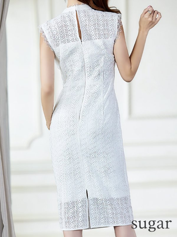 画像9: Lサイズあり【VANESSA HEART / ヴァネッサハート】【OF05】総レース/ 切り替えデザイン/ ひざ丈/ ワンピース/ ミディアムドレス/ キャバドレス