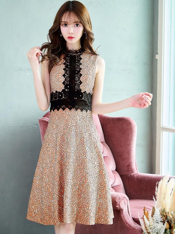 画像19: 【VANESSA HEART / ヴァネッサハート】【OF05】 総レース/ レース切り替え/ ノースリーブ/ Aライン/ ワンピース/ 膝丈/ ミディアム丈/ キャバドレス