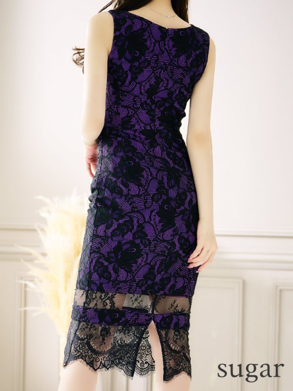 画像45: Lサイズあり【VANESSA HEART / ヴァネッサハート】【OF05】総レース/ ノースリーブ/ タイト/ ミディアム丈/ ワンピース/ キャバドレス