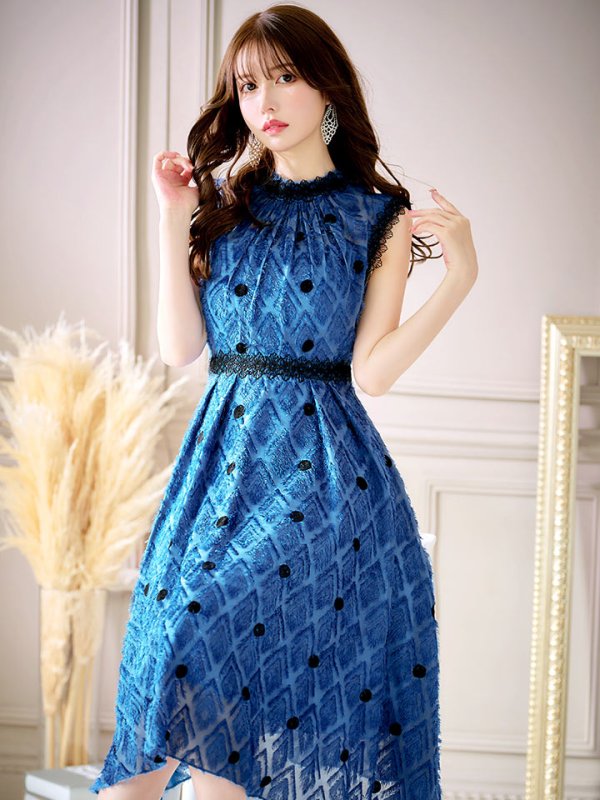 画像5: 【VANESSA HEART / ヴァネッサハート】【OF05】 ドットレース/ ノースリーブ/ Aライン/ フレア/ワンピース/ 膝丈/ ミディアム丈/ キャバドレス