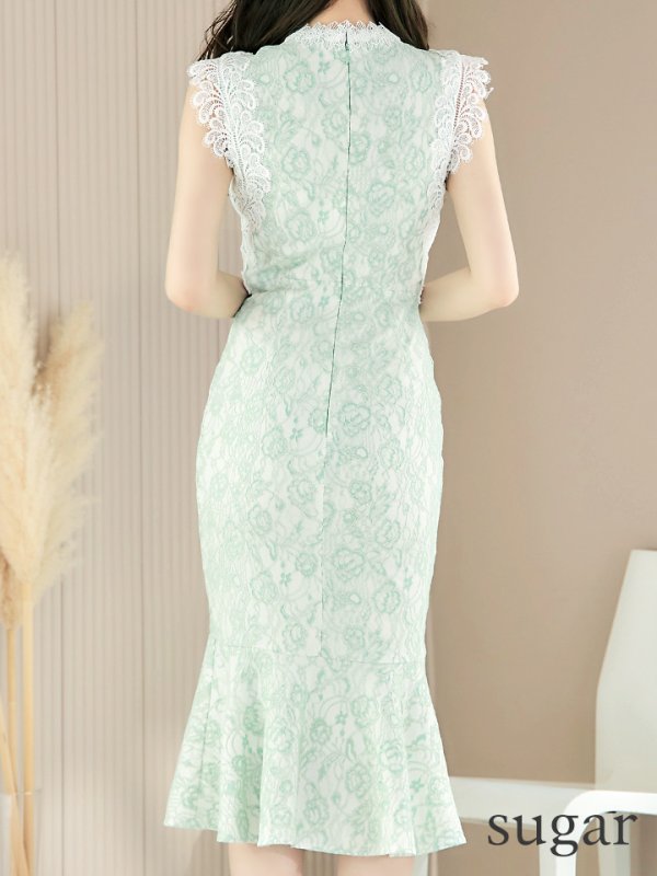 画像9: 【VANESSA HEART / ヴァネッサハート】【OF05】マーメイド/ 総レース/ ノースリーブ/ ひざ丈/ ワンピース/ ミディアムドレス/ キャバドレス