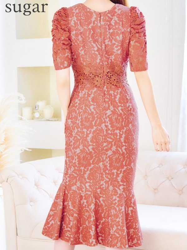 画像37: Lサイズあり【VANESSA HEART / ヴァネッサハート】【OF05】マーメイド/ テールカット/ 総レース/ パフスリーブ/ 袖あり/ 切り替えデザイン/ ワンピース/ ミディアムドレス/ キャバドレス