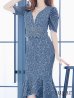 画像33: Lサイズあり【VANESSA HEART / ヴァネッサハート】【OF05】マーメイド/ テールカット/ 総レース/ パフスリーブ/ 袖あり/ 切り替えデザイン/ ワンピース/ ミディアムドレス/ キャバドレス