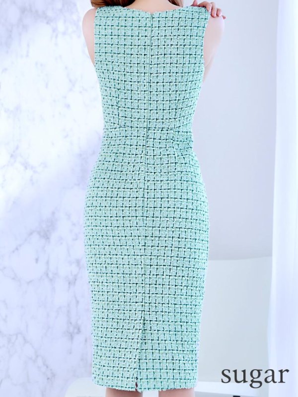 画像9: Lサイズあり【VANESSA HEART / ヴァネッサハート】【OF05】ツイード/ ノースリーブ/ タイト/ ひざ丈/ ミディアム/ ワンピース/ キャバドレス