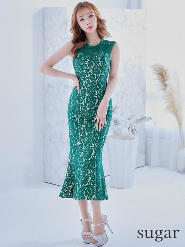 画像7: 【VANESSA HEART / ヴァネッサハート】【OF05】マーメイド/ 総レース/ ノースリーブ/ 切り替えデザイン/ ひざ丈/ ワンピース/ ミディアムドレス/ キャバドレス