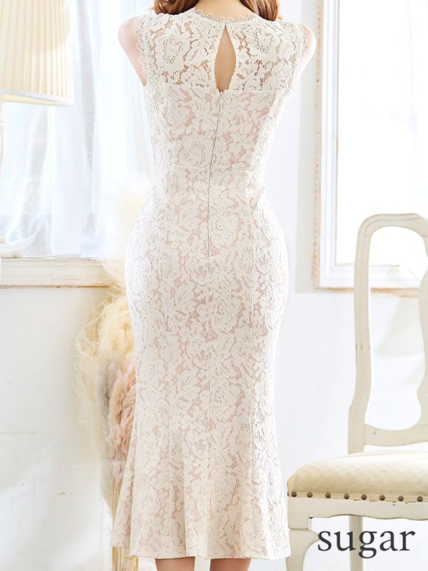 画像9: 【VANESSA HEART / ヴァネッサハート】【OF05】マーメイド/ 総レース/ ノースリーブ/ 切り替えデザイン/ ひざ丈/ ワンピース/ ミディアムドレス/ キャバドレス