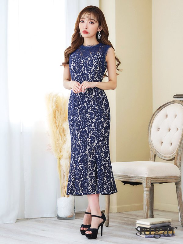 画像7: 【VANESSA HEART / ヴァネッサハート】【OF05】マーメイド/ 総レース/ ノースリーブ/ 切り替えデザイン/ ひざ丈/ ワンピース/ ミディアムドレス/ キャバドレス