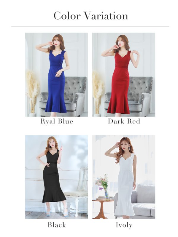 画像38: Lサイズあり【VANESSA HEART / ヴァネッサハート】【OF05】マーメイド/ ワンカラー/ ノースリーブ/ ハートカット/ 切り替えデザイン/ ワンピース/ ミモレ丈/ ミディアムドレス/ キャバドレス