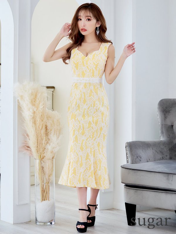 画像10: Lサイズあり【VANESSA HEART / ヴァネッサハート】【OF05】マーメイド/ 総レース/ ハイウエスト/ ノースリーブ/ ワンピース/ ミモレ丈/ ミディアムドレス/ キャバドレス