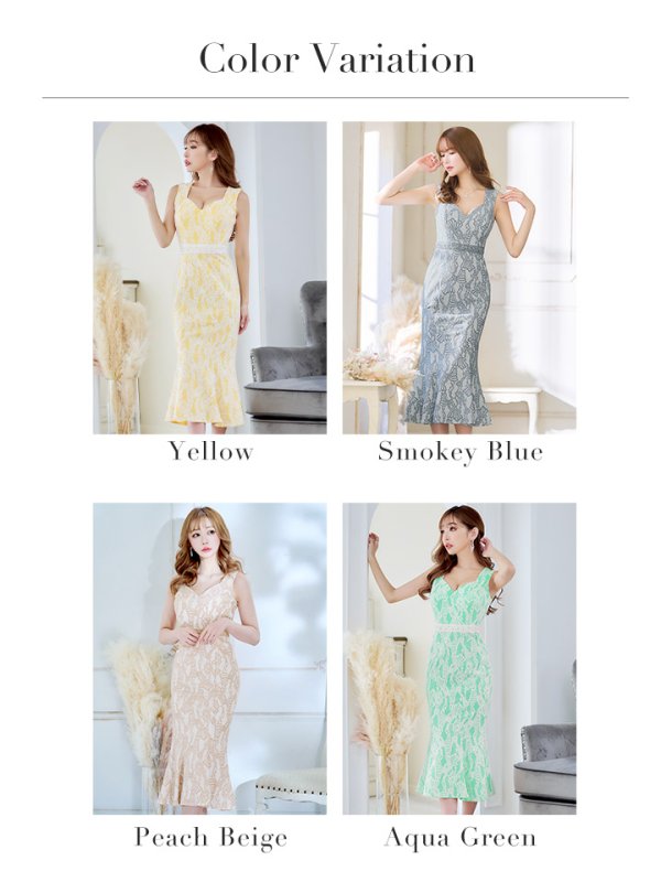 画像31: Lサイズあり【VANESSA HEART / ヴァネッサハート】【OF05】マーメイド/ 総レース/ ハイウエスト/ ノースリーブ/ ワンピース/ ミモレ丈/ ミディアムドレス/ キャバドレス