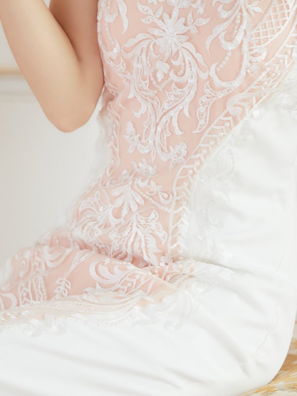 画像7: 【Lip line/リップライン】ワンカラー/ 刺繍/ レース/ ノースリーブ/ 切り替えデザイン/ ロングドレス/ キャバドレス[HC03]