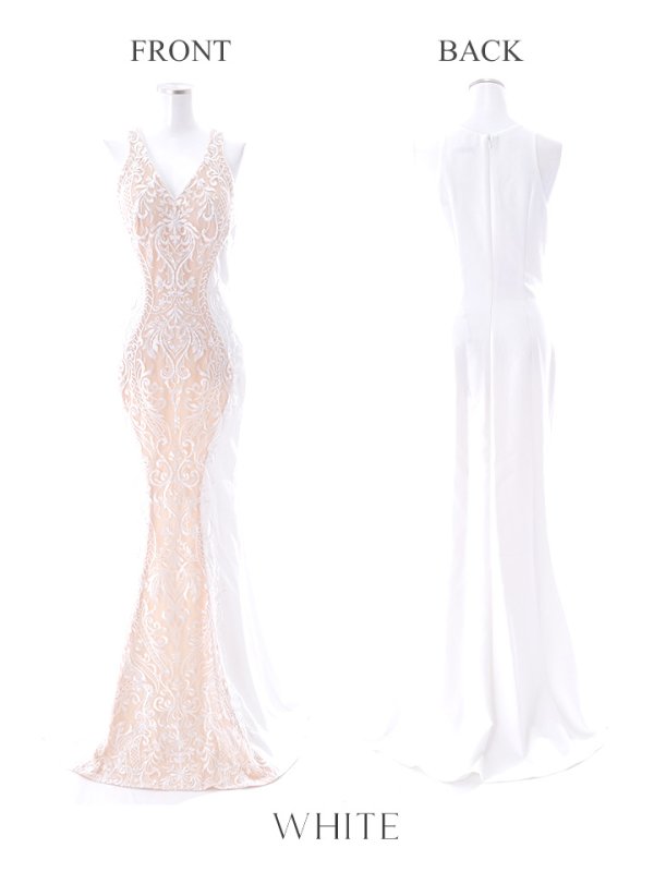 画像13: 【Lip line/リップライン】ワンカラー/ 刺繍/ レース/ ノースリーブ/ 切り替えデザイン/ ロングドレス/ キャバドレス[HC03]