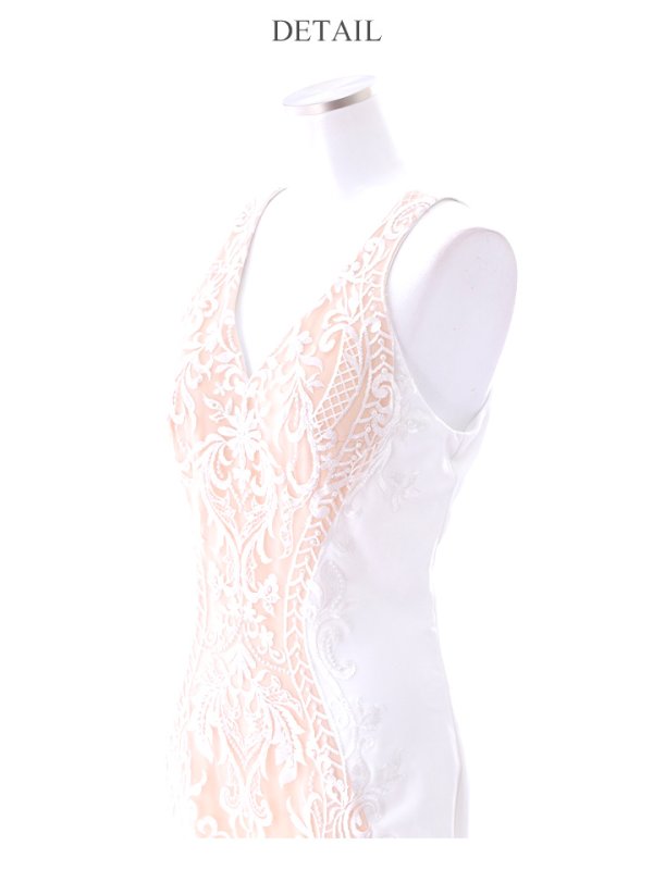 画像14: 【Lip line/リップライン】ワンカラー/ 刺繍/ レース/ ノースリーブ/ 切り替えデザイン/ ロングドレス/ キャバドレス[HC03]