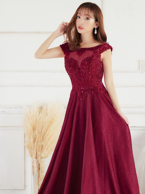 画像3: 【Lip line/リップライン】ビーズ刺繍/ Aライン/ シアー/ ラメ/ ロングドレス / キャバドレスlong[HC03]