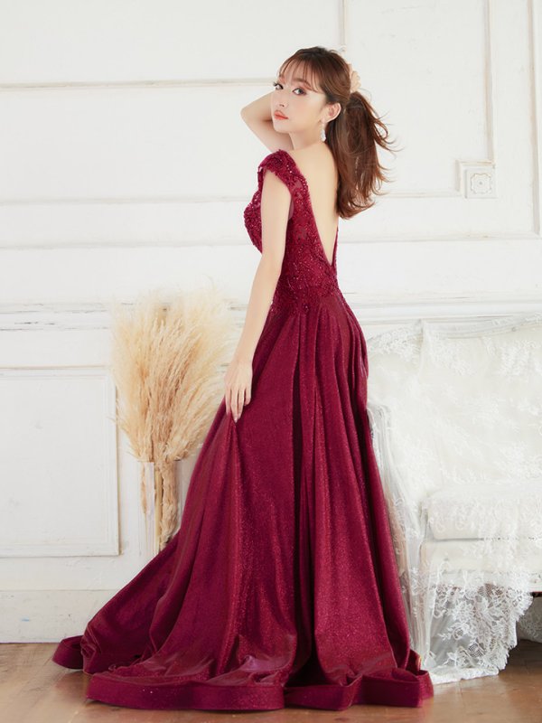 画像4: 【Lip line/リップライン】ビーズ刺繍/ Aライン/ シアー/ ラメ/ ロングドレス / キャバドレスlong[HC03]