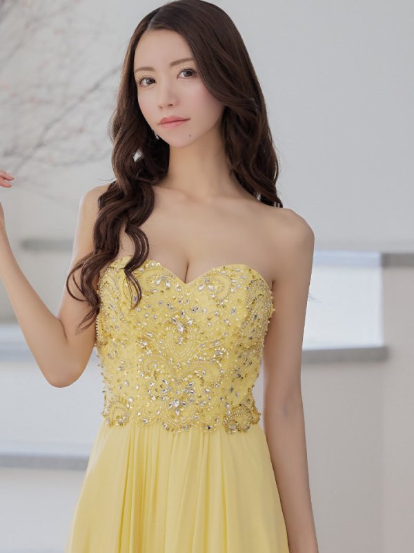 画像17: 【Lip line/リップライン】ベア/ ビジュー/ スピンドル/ シフォン/ ロングドレス/ キャバドレス long[HC03]