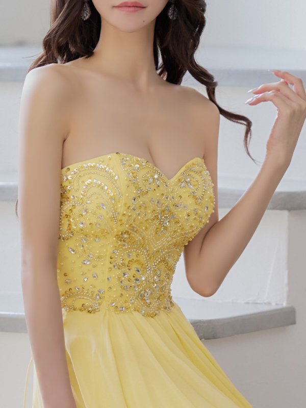 画像19: 【Lip line/リップライン】ベア/ ビジュー/ スピンドル/ シフォン/ ロングドレス/ キャバドレス long[HC03]