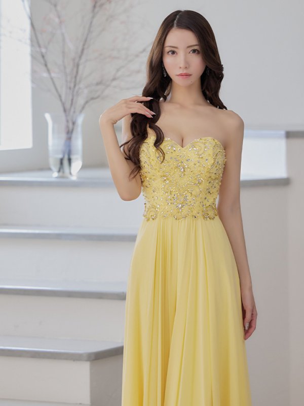 画像20: 【Lip line/リップライン】ベア/ ビジュー/ スピンドル/ シフォン/ ロングドレス/ キャバドレス long[HC03]