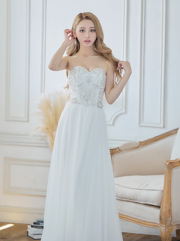 画像4: 【Lip line/リップライン】ベア/ ビジュー/ スピンドル/ シフォン/ ロングドレス/ キャバドレス long[HC03]