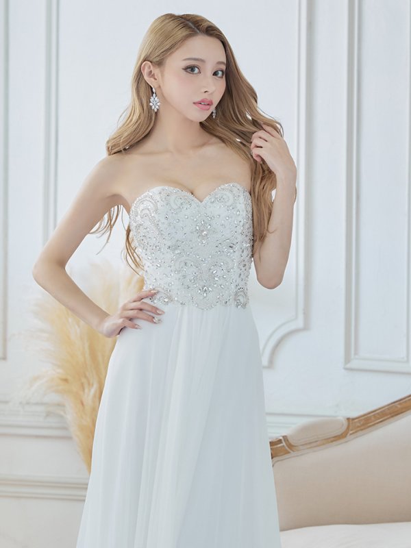 画像5: 【Lip line/リップライン】ベア/ ビジュー/ スピンドル/ シフォン/ ロングドレス/ キャバドレス long[HC03]