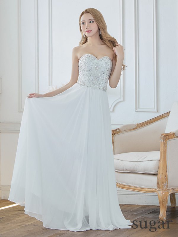 画像8: 【Lip line/リップライン】ベア/ ビジュー/ スピンドル/ シフォン/ ロングドレス/ キャバドレス long[HC03]