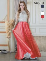 【Lip line/リップライン】ビーズ刺繍/ Aライン/ アメスリ/ チュール/ ロングドレス / キャバドレスlong[HC03]