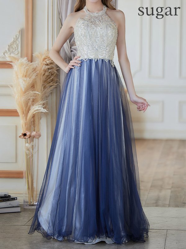 画像7: 【Lip line/リップライン】ビーズ刺繍/ Aライン/ アメスリ/ チュール/ ロングドレス / キャバドレスlong[HC03]