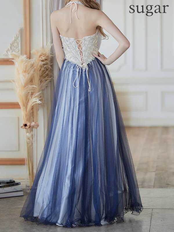 画像8: 【Lip line/リップライン】ビーズ刺繍/ Aライン/ アメスリ/ チュール/ ロングドレス / キャバドレスlong[HC03]