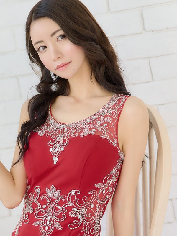 画像6: 【Lip line/リップライン】ビーズ刺繍/ シアーレース/ スリット/ ストレッチ/ キャバドレス long[HC03]