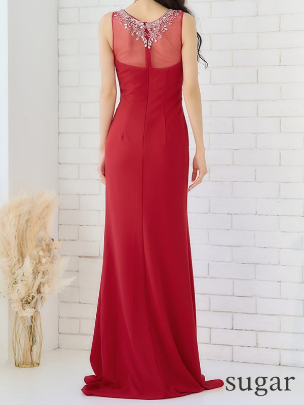 画像12: 【Lip line/リップライン】ビーズ刺繍/ シアーレース/ スリット/ ストレッチ/ キャバドレス long[HC03]