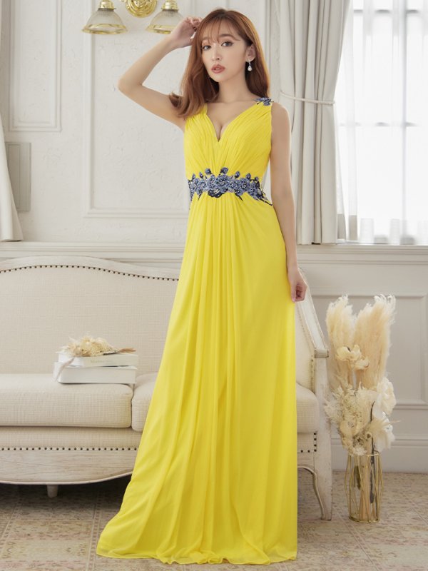 画像6: 【Lip line/リップライン】フラワー刺繍/ チュール/ ギャザー/ スピンドル/ ロングドレス/ キャバドレス long[HC03]